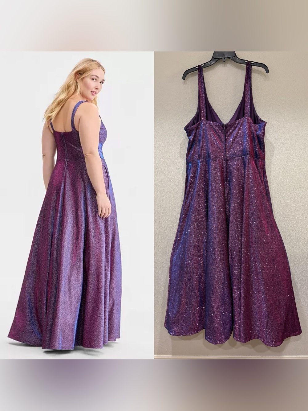 Macy’s City Studios Trendy Plus Size Glitter V-Neck Sleeveless Gown - Picture 6 of 8
